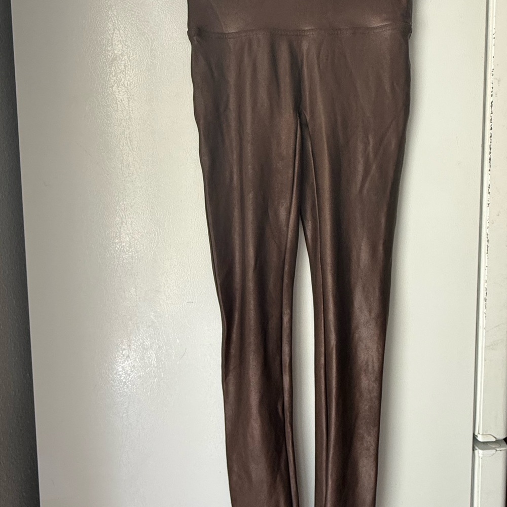 SPANX Brown Faux Leather-Look Leggings